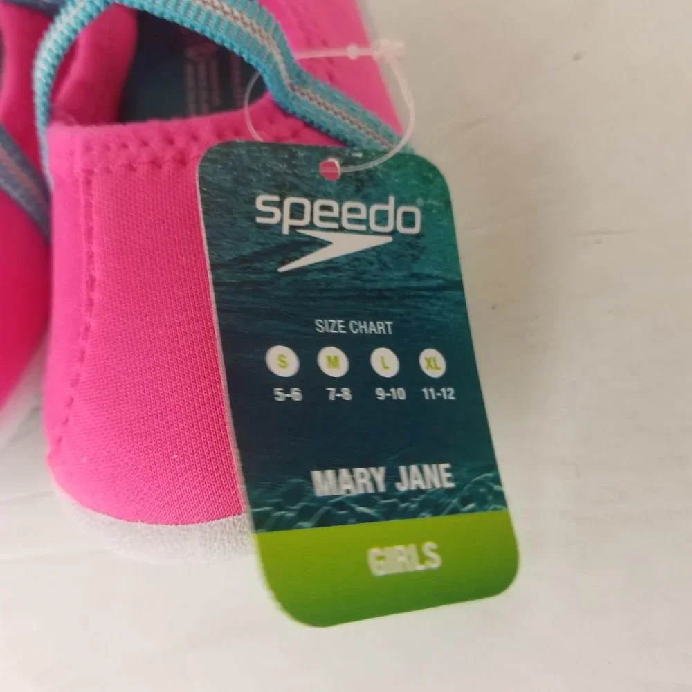 NWT Speedo Toddler Girls Sz 7 / 8 Mary Jane Water Shoes- Pink Taffy Slip‎ On